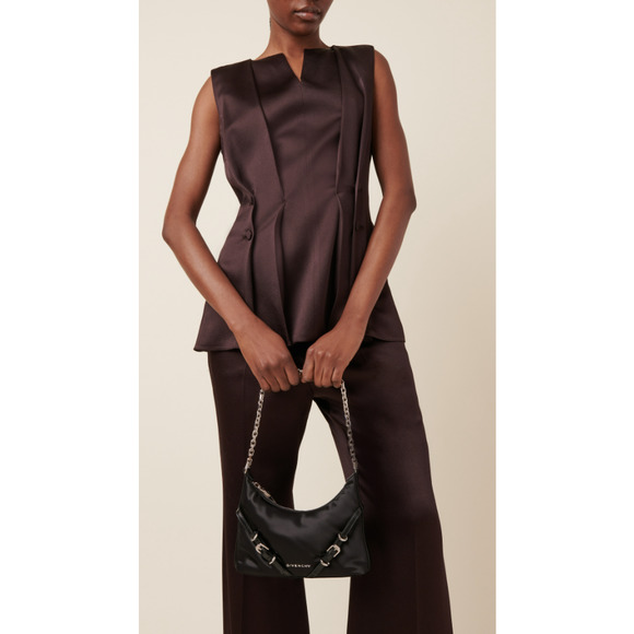 BRAND NEW GIVENCHY BLACK NYLON HOBO BELTED PARTY BAG PURSE - Picture 3 of 16